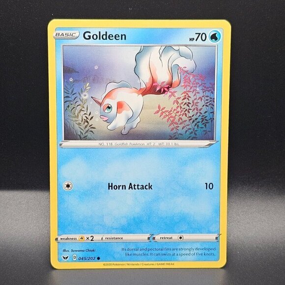Goldeen 045/202 Pokemon Common SWSH01: Sword & Shield Base Set LP - Picture 3 of 4